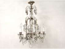 Chandelier crystal chandelier 6 lights cut steel suspension nineteenth century