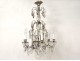 Chandelier crystal chandelier 6 lights cut steel suspension nineteenth century