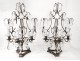 girandoles pair 3 lights chandelier crystal cut steel twentieth lyre