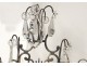 girandoles pair 3 lights chandelier crystal cut steel twentieth lyre