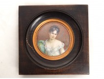 Miniature peinte portrait Mme Récamier Directoire signée Gérard XIXè siècle