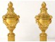 Pair of candlesticks Louis XVI bronze censers firepot column NapIII nineteenth