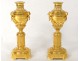 Pair of candlesticks Louis XVI bronze censers firepot column NapIII nineteenth