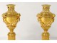 Pair of candlesticks Louis XVI bronze censers firepot column NapIII nineteenth