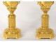 Pair of candlesticks Louis XVI bronze censers firepot column NapIII nineteenth