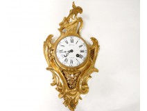 Cartel Louis XV gilt bronze openwork flowers foliage clock Napoleon III XIXth