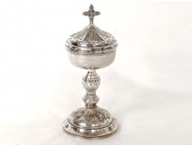 Small solid silver ciborium Minerva Favier wheat ears grape vine nineteenth