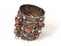 Hinged bracelet silver enamels Algeria Kabyle Berber Maghreb XXth century