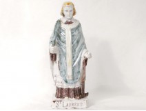 Statue Saint Laurent earthenware Nevers martyrdom palm grill eighteenth century