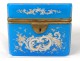 box casket Charles X opaline blue enameled gilt flowers nineteenth century