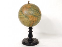 Globe world map Geographer Forest Street Buci Paris blackened wood XIXth