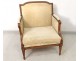 Marquise Louis XVI fauteuil hêtre teinté sculpté pieds cannelés XVIIIème