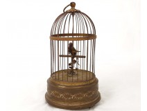 singing bird automaton whistler golden brass cage box nineteenth music