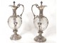 German crystal ewers pair of solid silver engraved Gebr Friedlander nineteenth