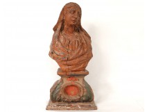 polychrome carved wooden reliquary bust reliquary XVII Holy woman