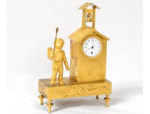 Clock gilt bronze cherub pilgrim chapel steeple clock Empire XIX