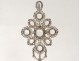 Sterling silver reliquary cross abroad rock crystal angels Virgin XIXth