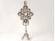 Sterling silver reliquary cross abroad rock crystal angels Virgin XIXth