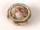 Round pill box silver gilt porcelain gallant scene scenery nineteenth