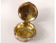 Round pill box silver gilt porcelain gallant scene scenery nineteenth