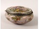 Round pill box silver gilt porcelain gallant scene scenery nineteenth