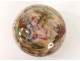 Round pill box silver gilt porcelain gallant scene scenery nineteenth