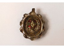 oval locket pendant reliquary St Mathias silver metal XIX