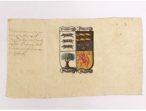 watercolor on vellum armorial crest Heussen Flemish Van Esch XVIII