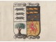 watercolor on vellum armorial crest Heussen Flemish Van Esch XVIII