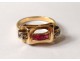 gold jewel ring solid 18k ruby ??eagle head twentieth small pink ring