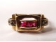 gold jewel ring solid 18k ruby ??eagle head twentieth small pink ring