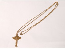 Cross pendant chain jewelry solid gold 18-carat gold 8,53gr twentieth century