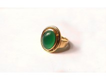 gold jewel ring solid 18k gold carnelian stone green XX ring