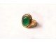 gold jewel ring solid 18k gold carnelian stone green XX ring