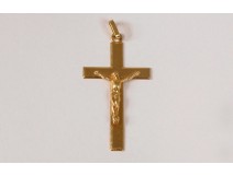 Cross pendant solid gold 18-carat Christ crucifix punch twentieth century