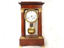 portico clock regulator cut walnut bronze columns Lesieur Paris XIX