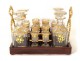 Boulle marquetry wood cellar liquor decanters crystal gold Napoleon III XIXth