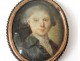 Miniature painted young man medallion golden metal frame eighteenth century