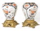 Paire lampes pétrole porcelaine Imari bronze fleurs glands XIXème siècle