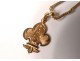 Collier chaîne pendentif or massif 18K fleur lys Vierge Marie 3,71gr XXème