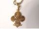 Collier chaîne pendentif or massif 18K fleur lys Vierge Marie 3,71gr XXème