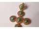 cross pendant jewelry 18K solid gold eagle turquoise twentieth century head