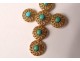 cross pendant jewelry 18K solid gold eagle turquoise twentieth century head