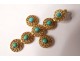 cross pendant jewelry 18K solid gold eagle turquoise twentieth century head