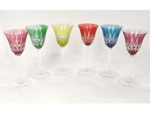 6 wine glasses Rhine Roemers St. Louis crystal color model twentieth Tarn