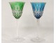 6 wine glasses Rhine Roemers St. Louis crystal color model twentieth Tarn