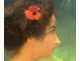 Pastel young woman portrait profile Albert Dagnaux poppy flower nineteenth