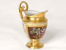 Pot à lait porcelaine Paris Sèvres dorure bouquets fleurs Ier Empire XIXème