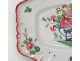 Polychrome earthenware dish flowers rooster St. Clement antique french nineteenth