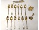 coffee tea spoons silver gilt Service Devaux Minerva Napoleon III XIXth